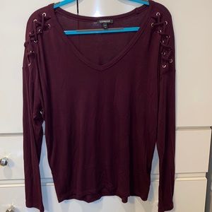 Express Purple Long Sleeve Blouse